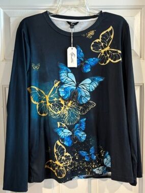 Shall We (NWT)- Butterfly long sleeve shirt-2XL